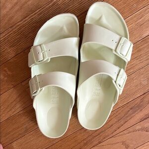 Green Birkenstocks Arizona rubber